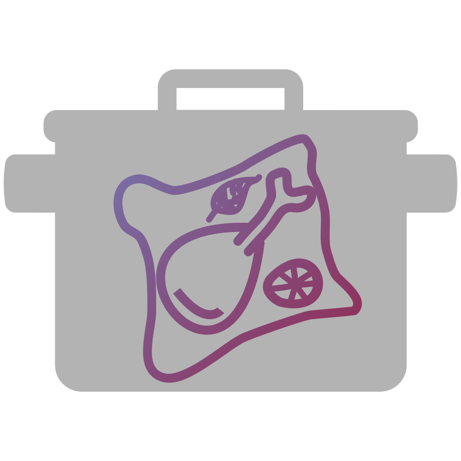 Beutel mit Essen im Cooker (Icon für sous-vide)