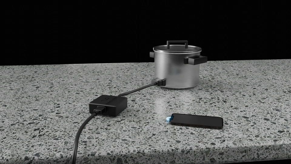 rendered animation wired cooker mit bt-Verbindungsaufbau und Erwärmung